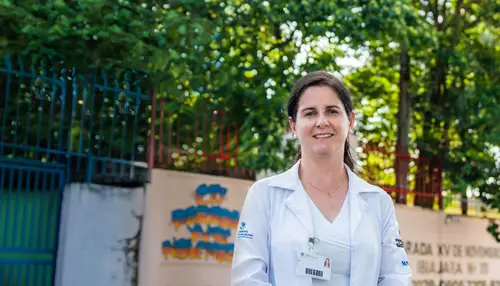 Close up portrait of a smiling HCP