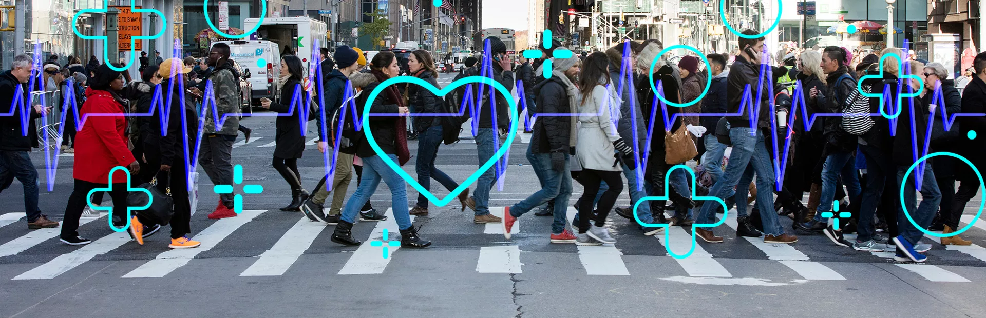 People on a pedestrian crossing in a city