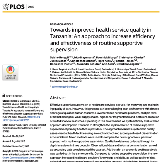 Cover image of the research article focusing on improved health service quality in Tanzania